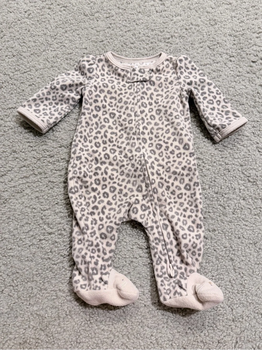 Pink Leopard Fleece Footie